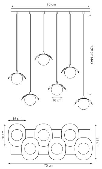 RITUAL zsinóros csillár 6xG9/8W/230V fekete
