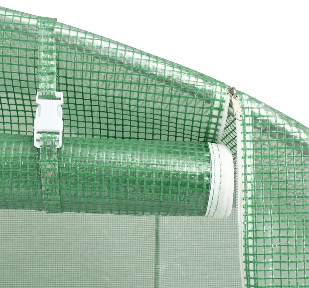 zöld acélvázas melegház 24 m² 8 x 3 x 2 m