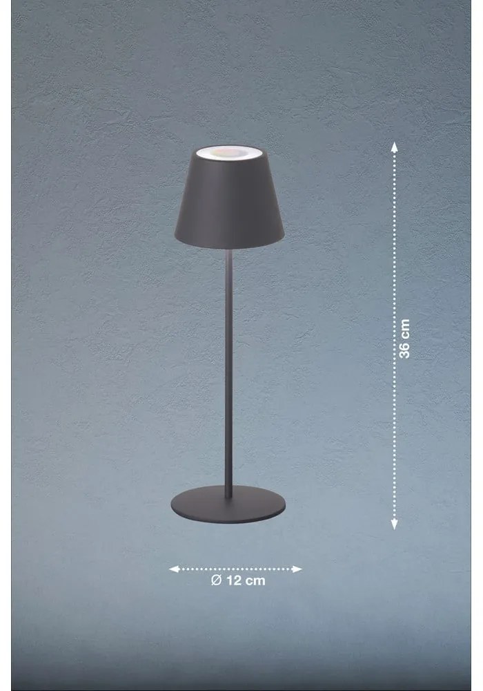 Szürke LED szabályozható-mozgásérzékelős asztali lámpa fém búrával (magasság 38 cm) Consenza – Fischer &amp; Honsel