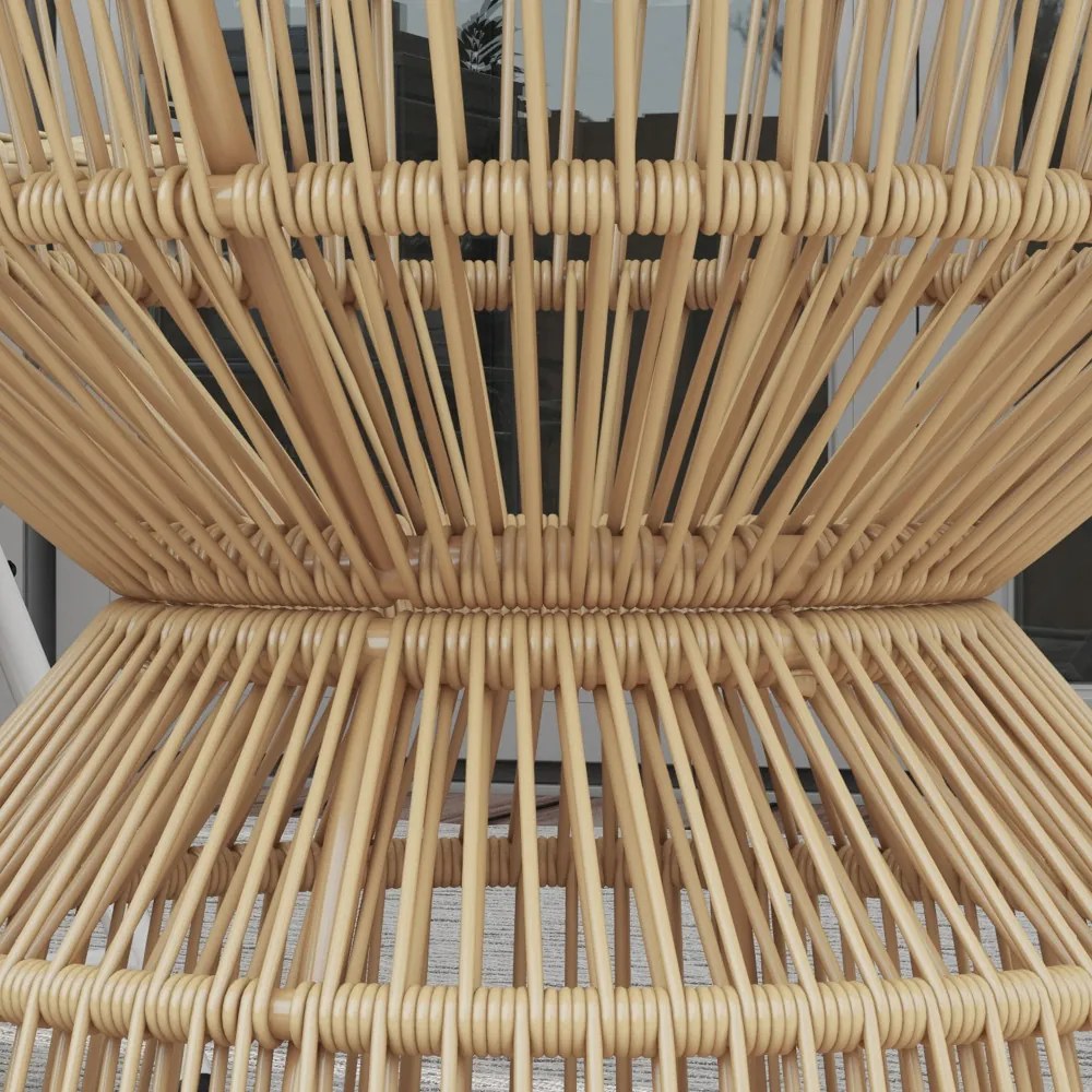 Kerek rattan kerti asztal, 60 cm átmérő, edzett üveg asztallappal
