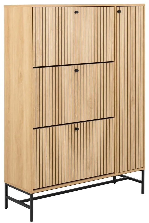 Natúr színű billenő ajtós cipőtartó tölgyfa dekorral 99x140x35 cm Albany – Actona