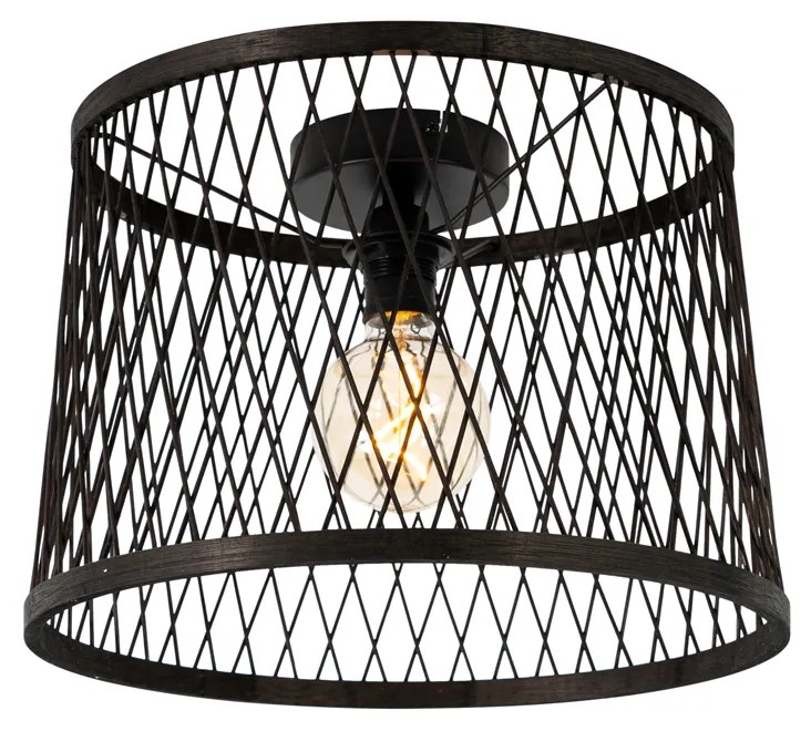Rusztikus mennyezeti lámpa fekete rattan 40 cm IP44 - Calamus