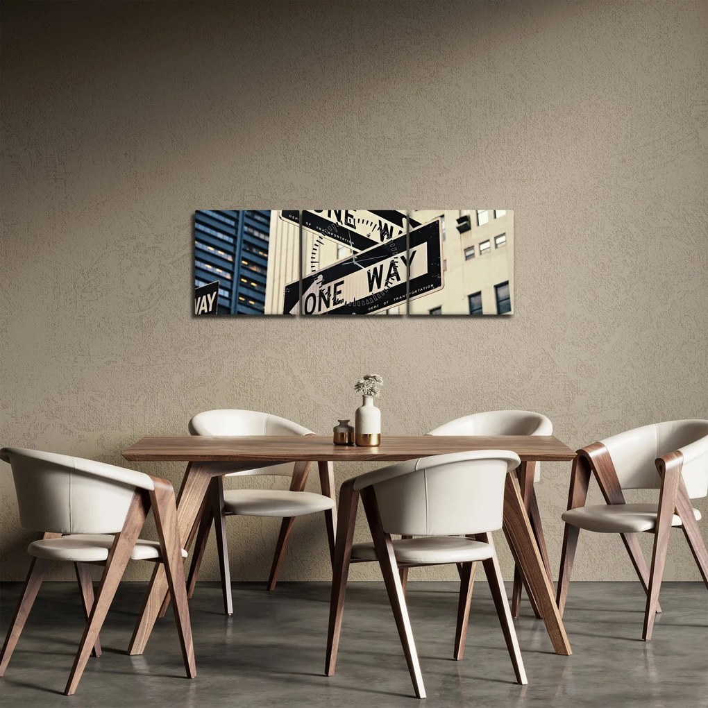 Kép - New York ONE WAY (órával) (90x30 cm)