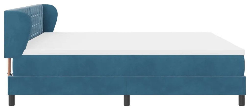 Boxspring Ágy Matraccal Sötétkék 200x200 cm Bársony