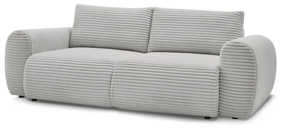 Világosszürke kordbársony kinyitható kanapé 257 cm Lucien – Bobochic Paris