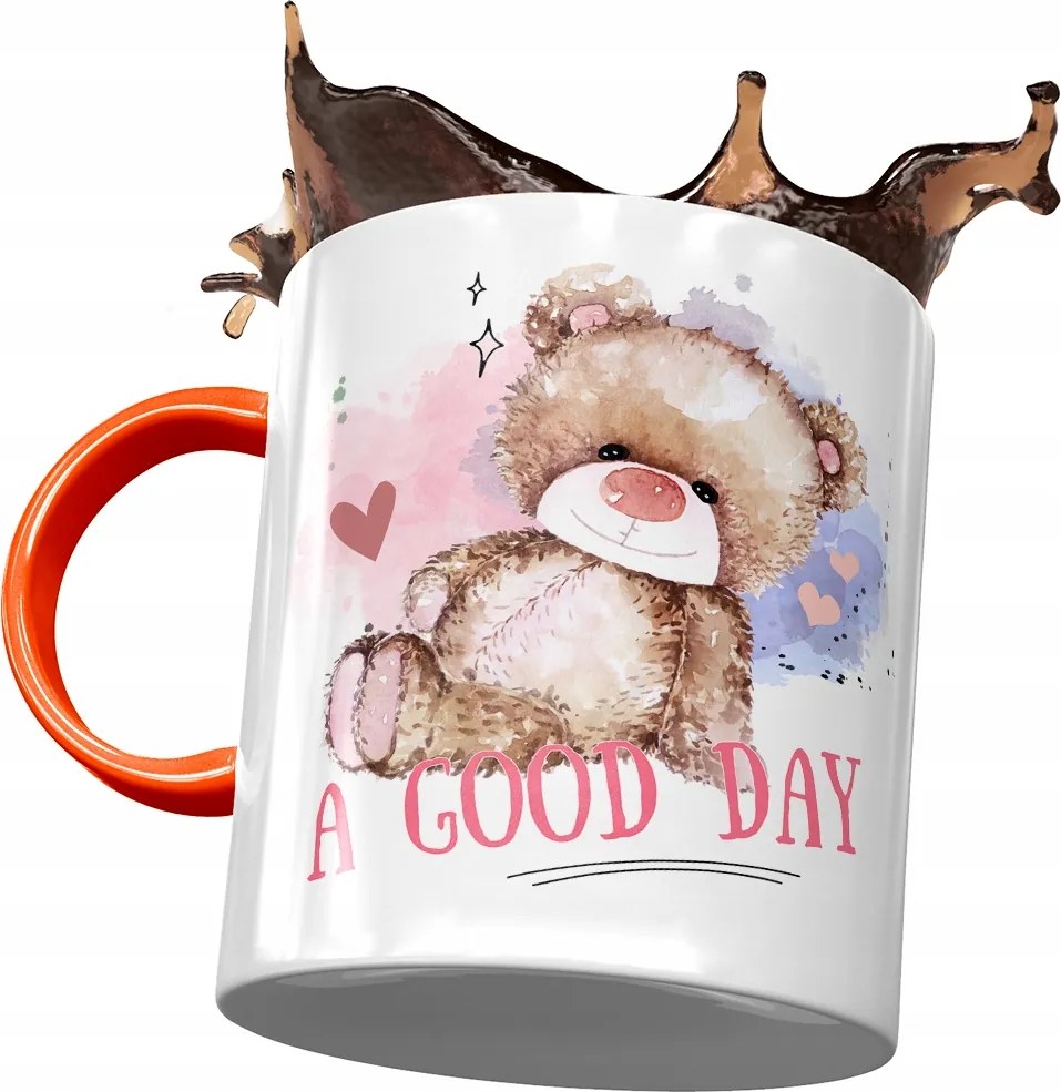 Narancssárga bögre macival Aranyos mackó ajándék fényképes nyomtatással