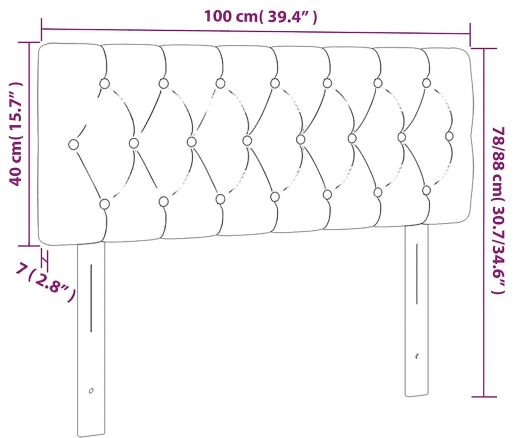 sötétkék bársony LED-es fejtámla 100 x 7 x 78/88 cm