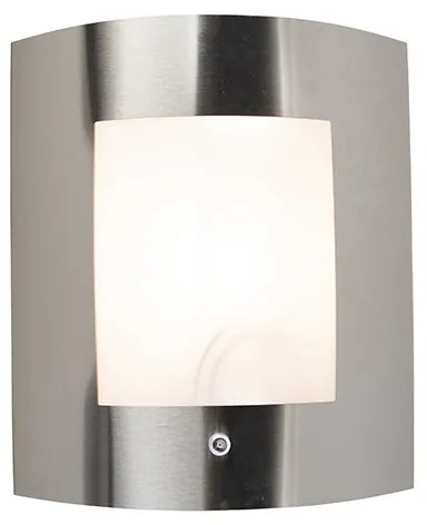 Kültéri fali lámpa acél IP44 szürkületi érzékelővel - Emmerald