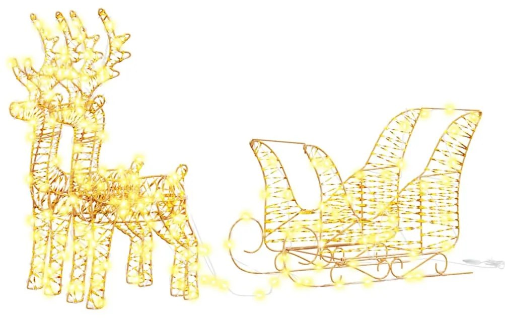 Rénszarvas húzta szán Meleg fehér 30 x 12 x 55 cm PET