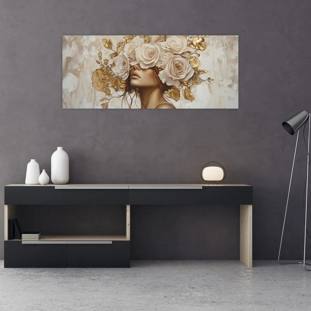 Kép - Lány rózsákkal (120x50 cm)