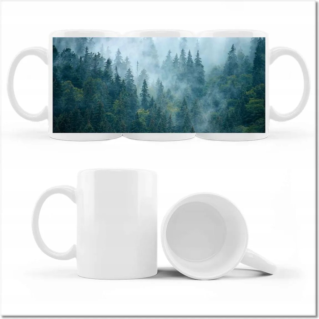 Nyomott mintás bögre Erdő a ködben Utazás