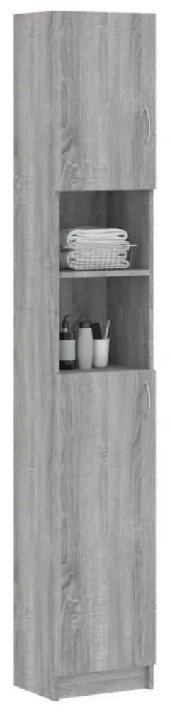 szürke sonoma szerelt fa fürdőszobaszekrény 32 x 25,5 x 190 cm