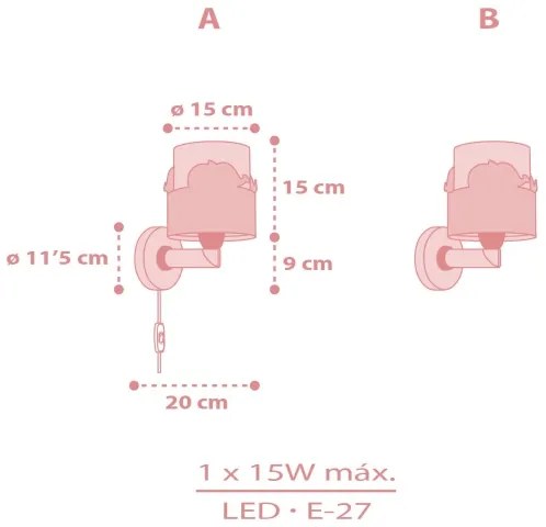 Dalber 61179S - Gyerek fali lámpa WHALE DREAMS 1xE27/15W/230V rózsaszín