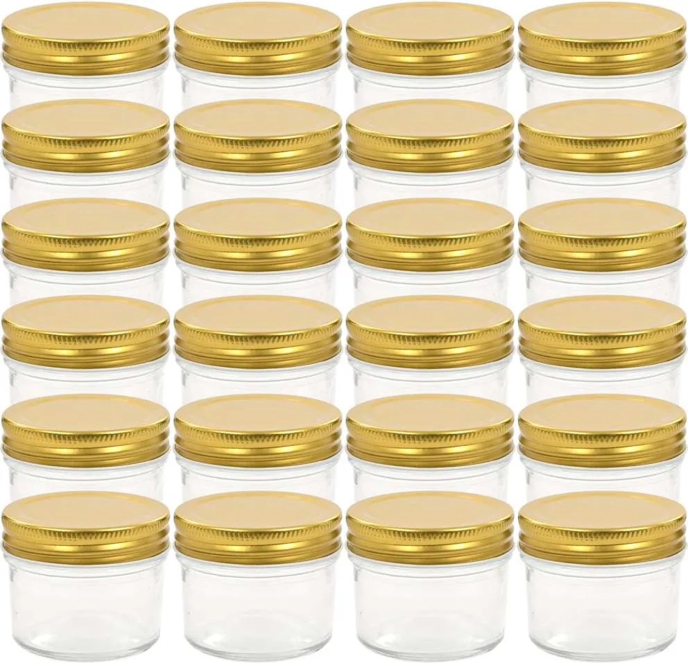 vidaXL 24 db 110 ml-es befőttesüveg aranyszínű tetővel