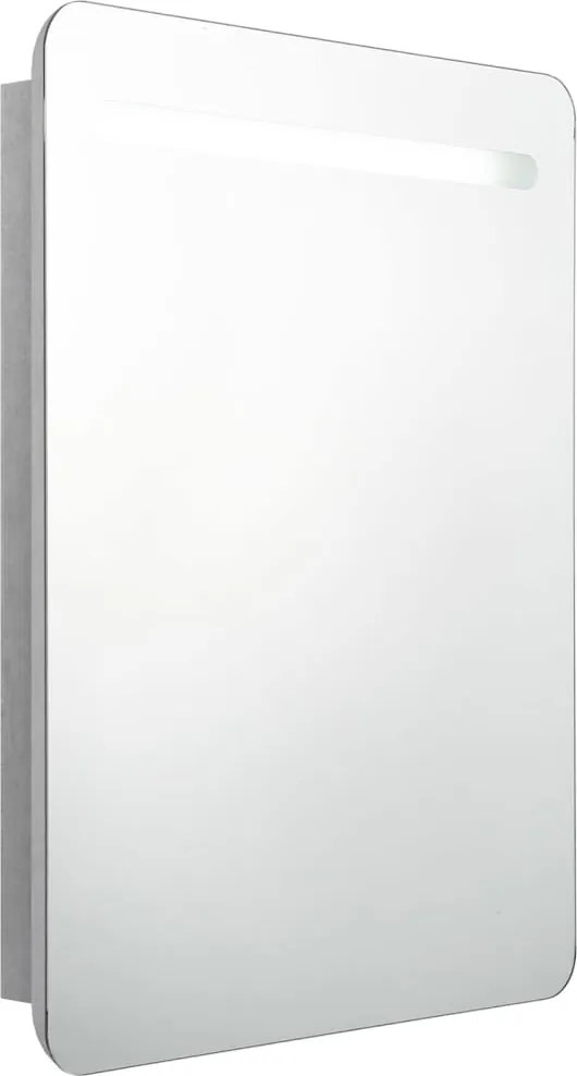 vidaXL betonszürke LED-es tükrös fürdőszobaszekrény 60 x 11 x 80 cm
