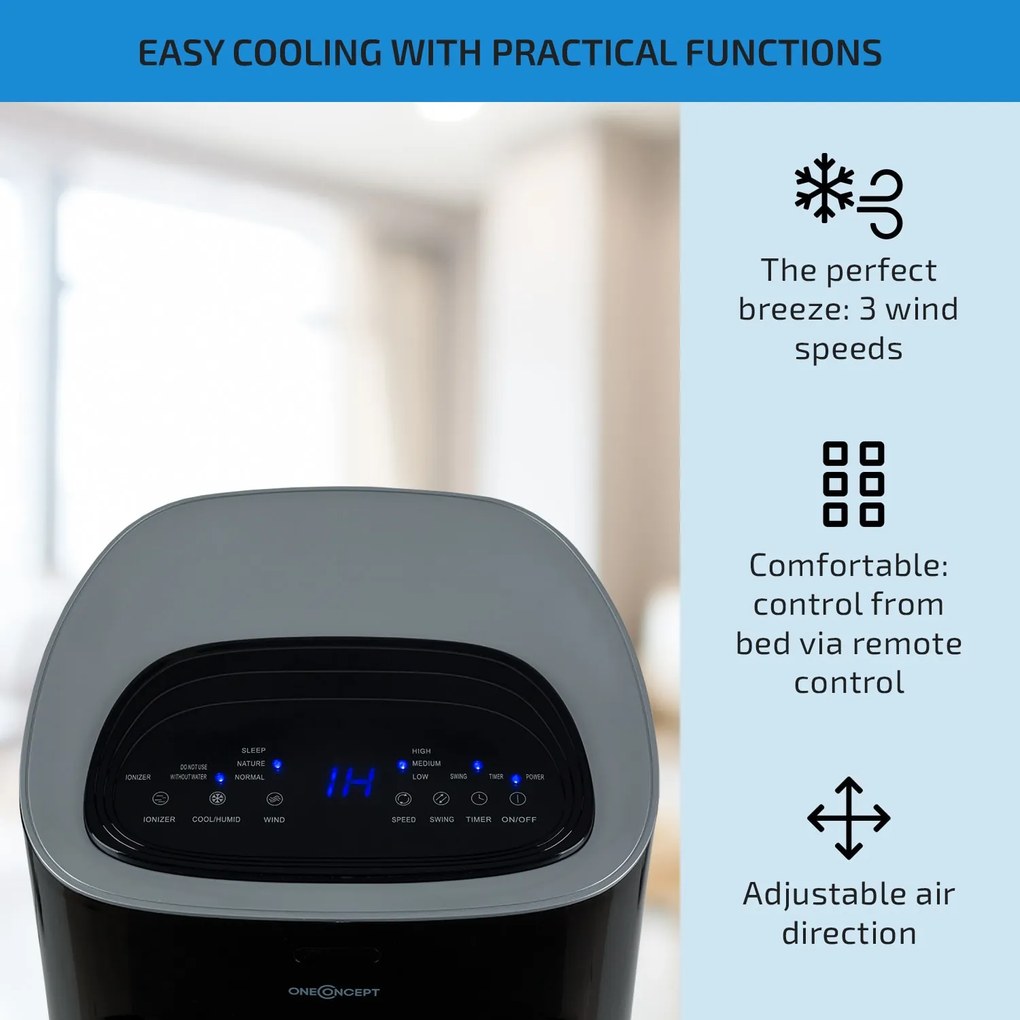 Coolster, léghűtő berendezés, ventilátor, ionizátor, 60 W, 320 m³/h , 4 literes tartály, fekete