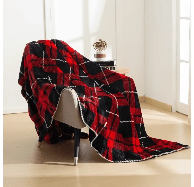 Mikroplüss pléd ALBURY, piros Méret: 160 x 200 cm