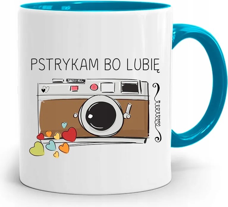 Kék Fotós Bögre Csettintek, Mert Szeretem Az Ajándékot fényképes nyomattal