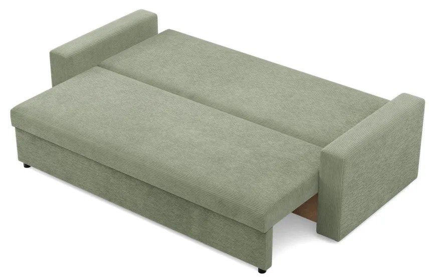 Zeus kanapéágy, kordbársony, bonell töltet, egyenes kartámasz, zöld