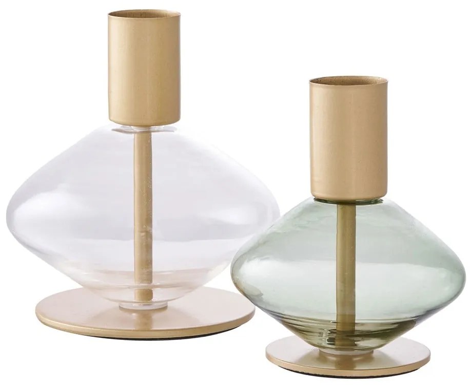 Üveg gyertyatartó készlet 2 db-os – House Nordic