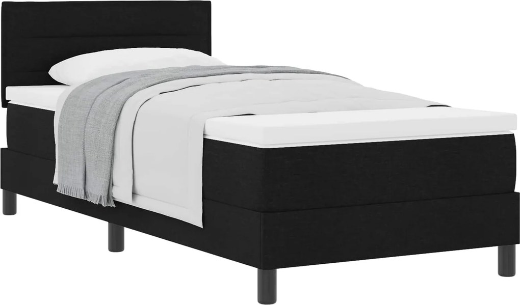 vidaXL Boxrugós ágy matracmal fejtámlával Fekete 80 x 200 cm szövet
