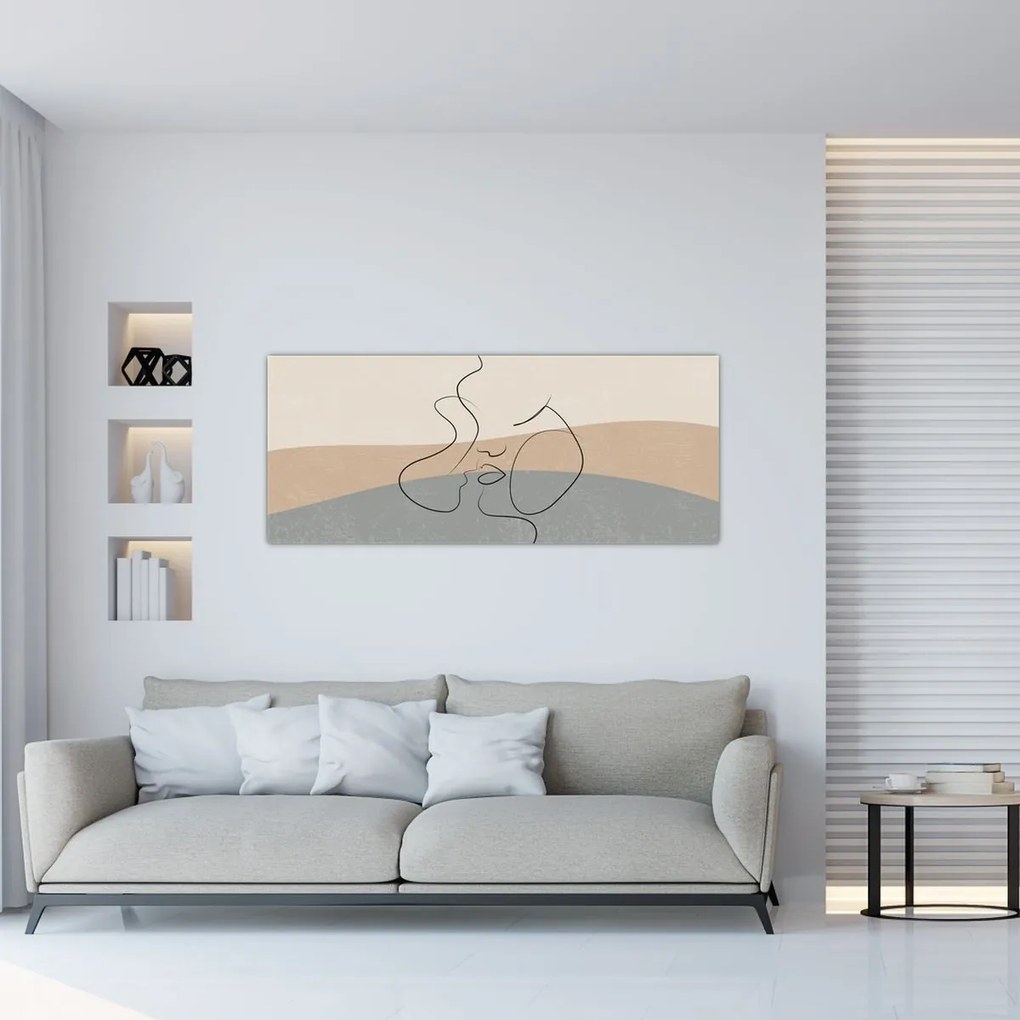 Kép - Line art csók (120x50 cm)
