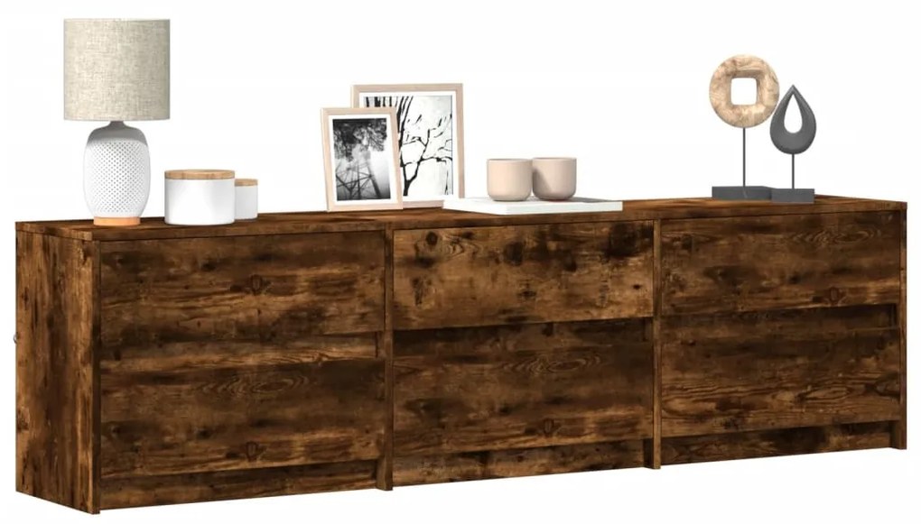 füstös tölgy színű szerelt fa LED-es TV-szekrény 180x34x50 cm