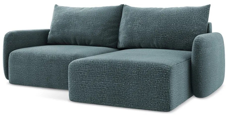 Türkiz kinyitható-tárolóhelyes sarokkanapé (jobb oldali) Kalena – Makamii