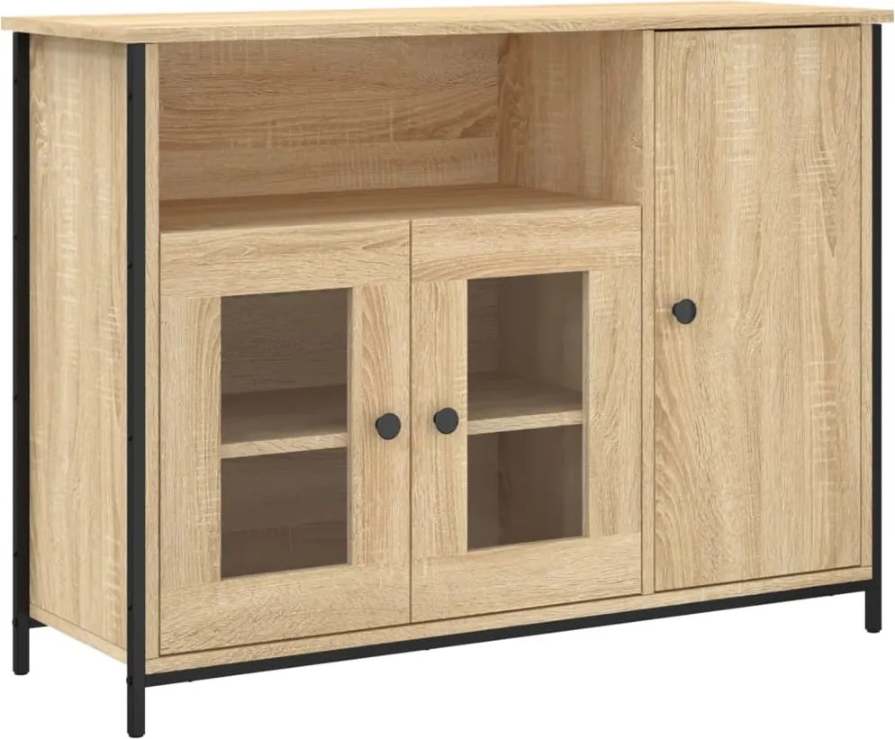 vidaXL sonoma tölgy színű szerelt fa tálalószekrény 100 x 35 x 75 cm
