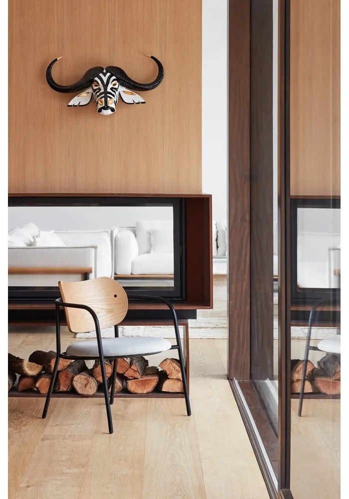 Szürke fotel tölgyfa dekorral Eclipse - Teulat