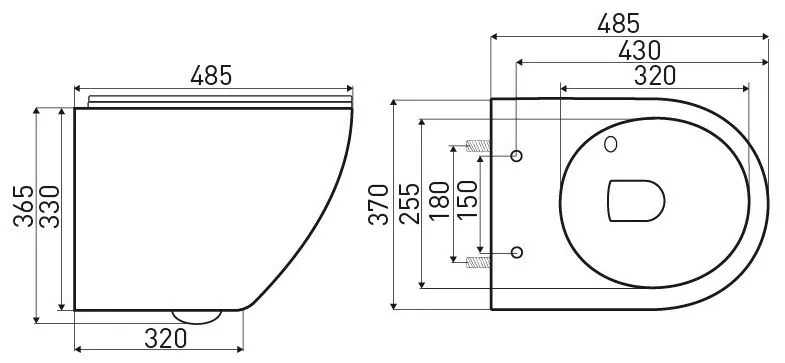 Kasos fali rimless WC