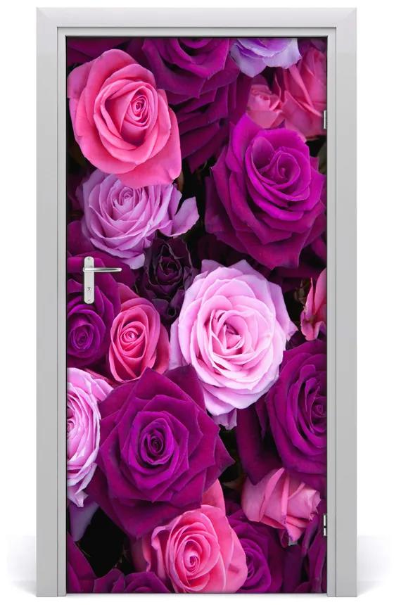 Fotótapéta ajtóra rózsaszín rózsa 75x205 cm