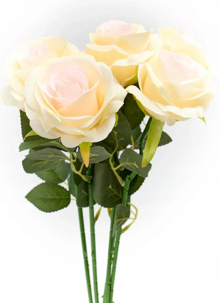 Rózsa Művirág 50CM Csokor Szett 5 Db rózsa rózsaszín sárga