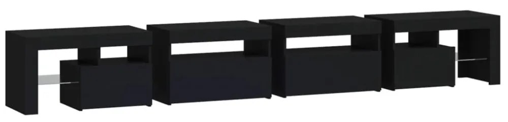 fekete TV-szekrény LED-világítással 260x36,5x40 cm