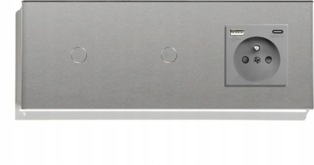 Érintőkapcsoló Dupla Üveg 1+1 Usb-c Qc Aljzat 20W Quick Charge