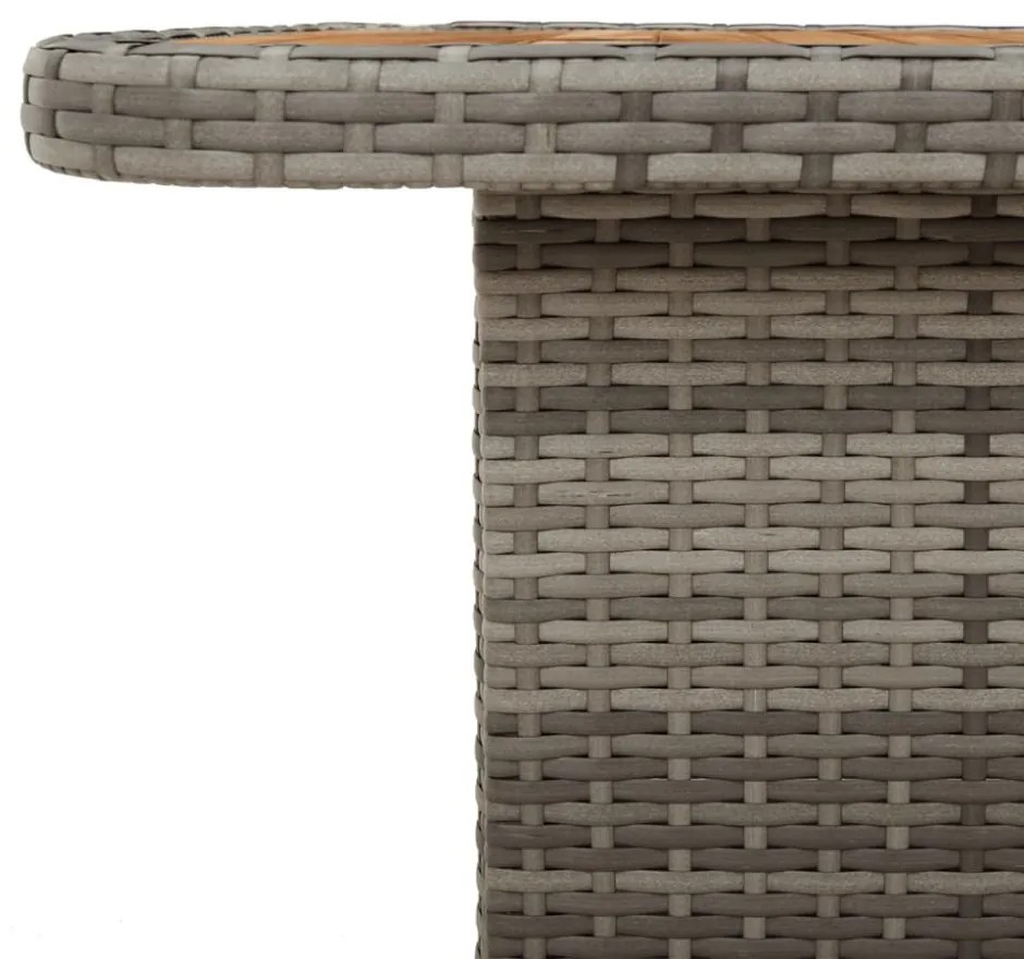 szürke polyrattan és akácfa kerti asztal 80 x 80 x 71 cm