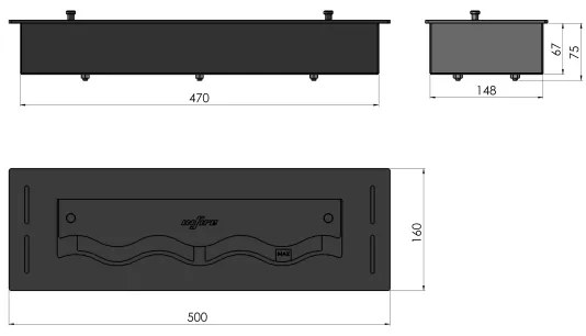 InFire - Beépített BIO kandalló 7,5x50 cm 3,5kW fekete