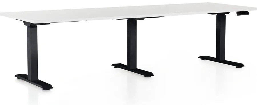 OfficeTech Long állítható magasságú asztal, 240 x 80 cm, fekete alap, fehér