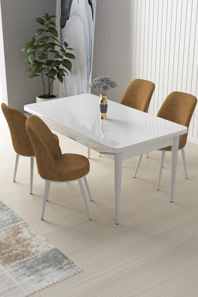 Nil étkezőgarnitúra, fehér-cappuccino, 110 cm