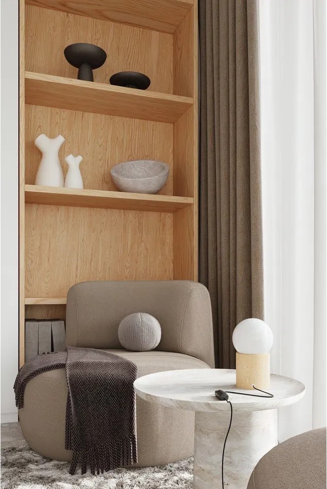 Fehér-natúr színű asztali lámpa üveg búrával (magasság 21 cm) Surtur – Sollux