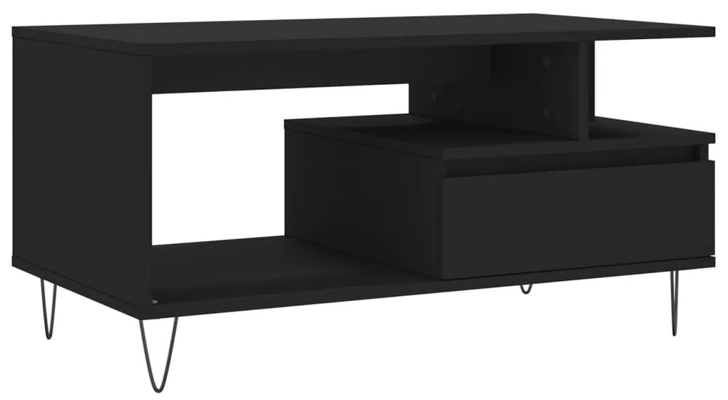 Fekete szerelt fa dohányzóasztal 90 x 49 x 45 cm