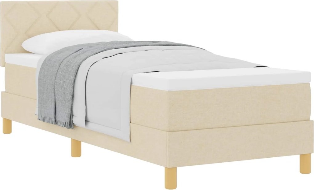 vidaXL Boxrugós ágy matracmal fejtámlával Krém 80 x 200 cm szövet