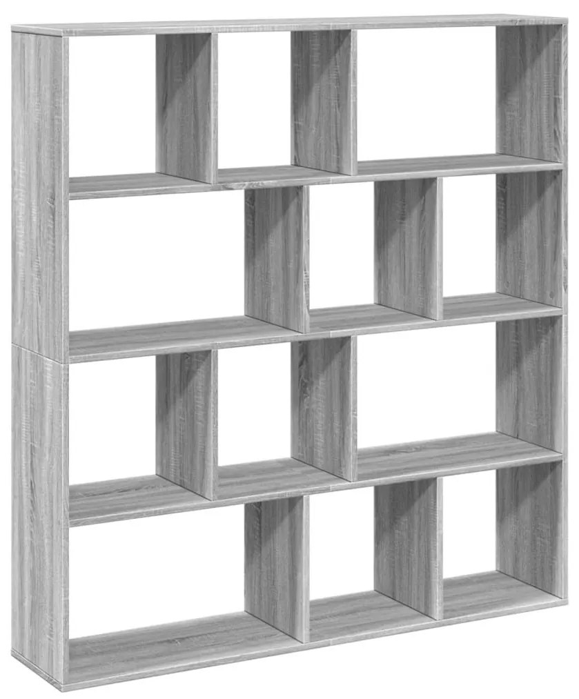 szürke sonoma színű szerelt fa könyvszekrény 132 x 29 x 141,5cm
