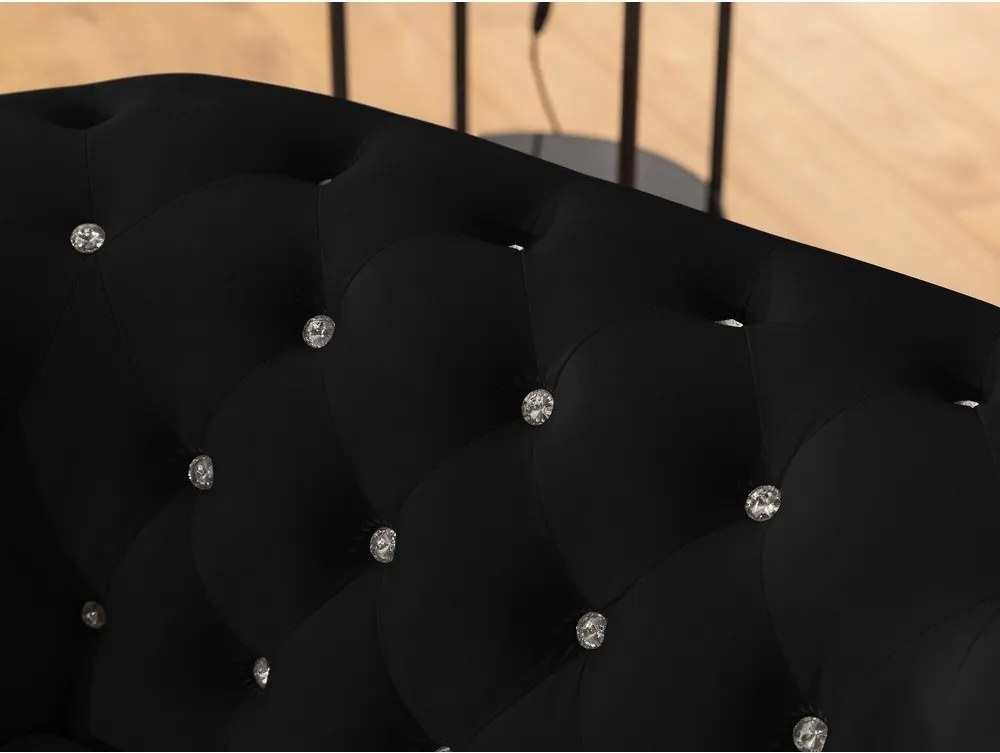 Fekete bársony kinyitható sarokkanapé (jobb oldali-L alakú) York Blik – Ropez