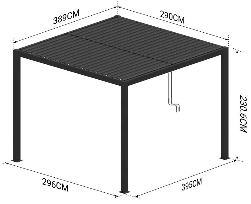 Alumínium bioklimatikus pergola lamellákkal 4 x 3 M