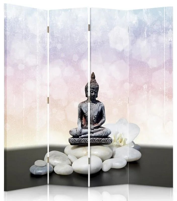 Gario Paraván Buddha figura és kövek Méret: 145 x 170 cm, Kivitelezés: Forgó paraván 360°