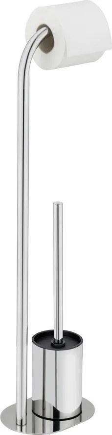 Fényes ezüstszínű rozsdamentes acél WC-papír tartó állvány WC-kefével Levante – Wenko