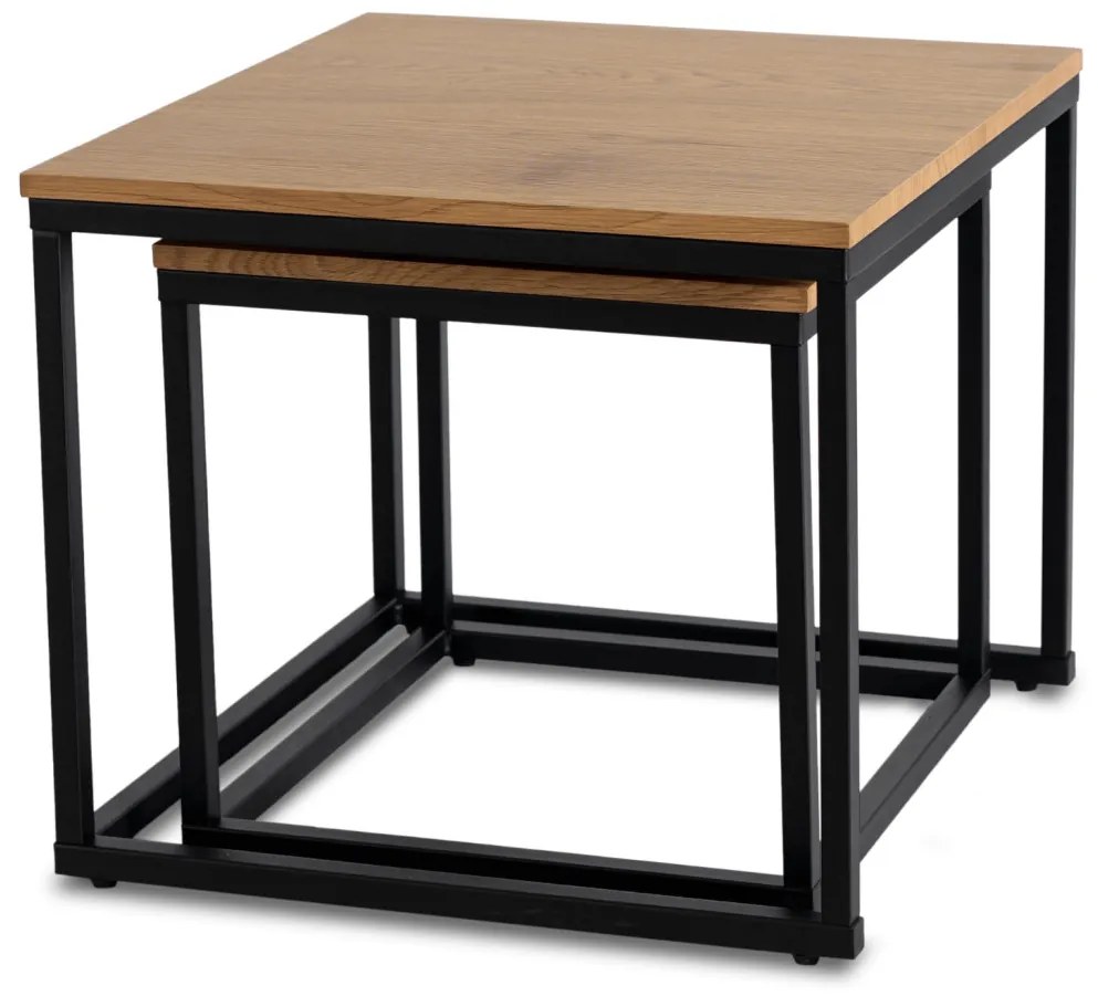 Zestaw Stolików CARMI Dąb Złoty/Czarny