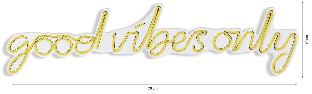 Műanyag LED-es fali dekoráció, Good Vibes Only - Sárga