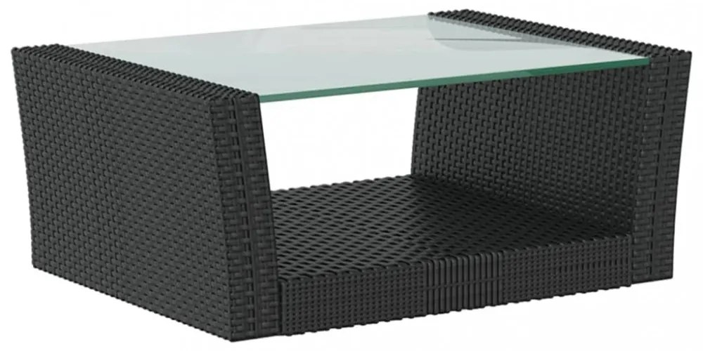 16 részes fekete polyrattan kerti ülőgarnitúra párnákkal